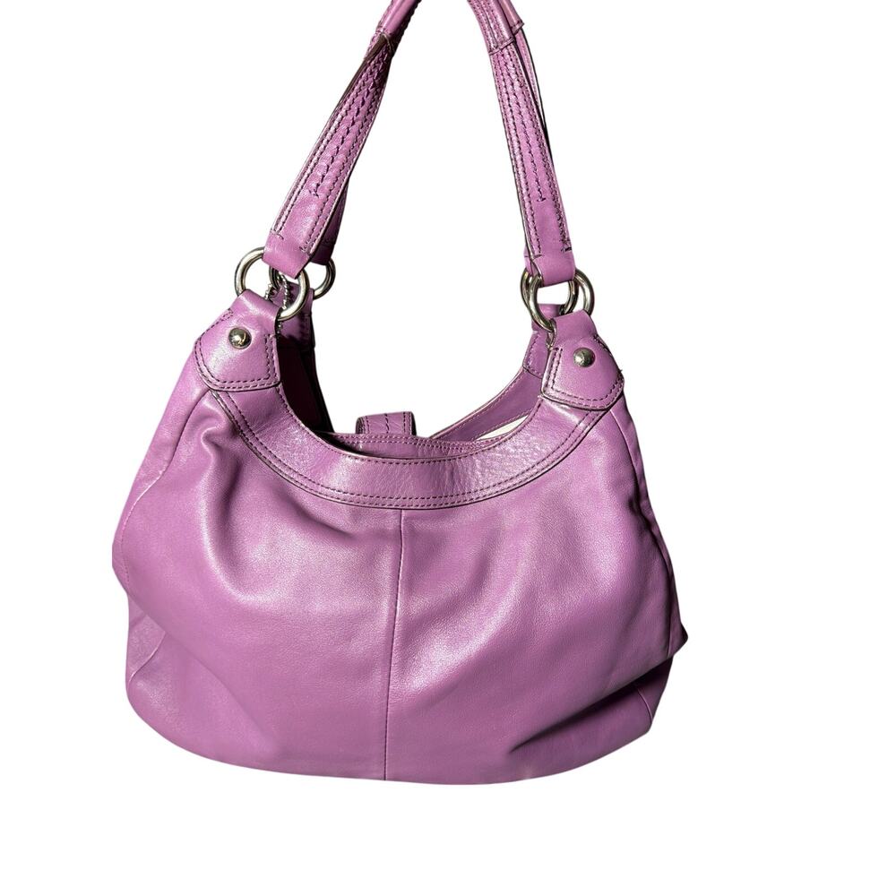 Coach Soho Lynn Hobo Bag Purple Lavender Leather Shoulder B - Picture 3 of 10